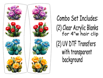 Flower Cactus Hair Clip UV DTF/Blanks Combo