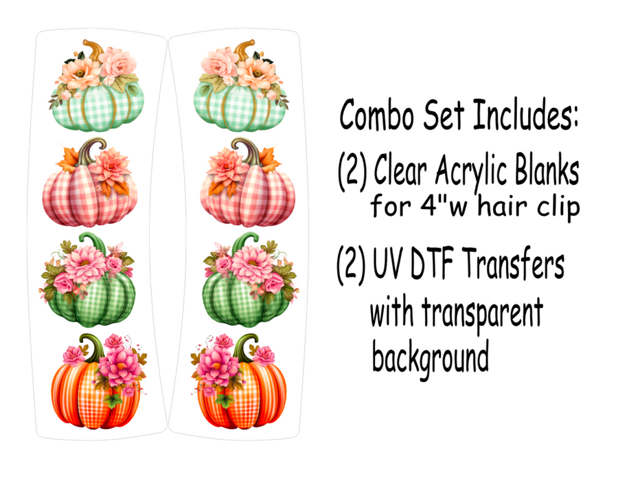 Patchwork Pumpkins Hair Clip UV DTF/Blanks Combo