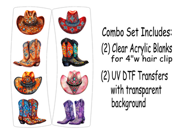 Boots Hats Hair Clip UV DTF/Blanks Combo