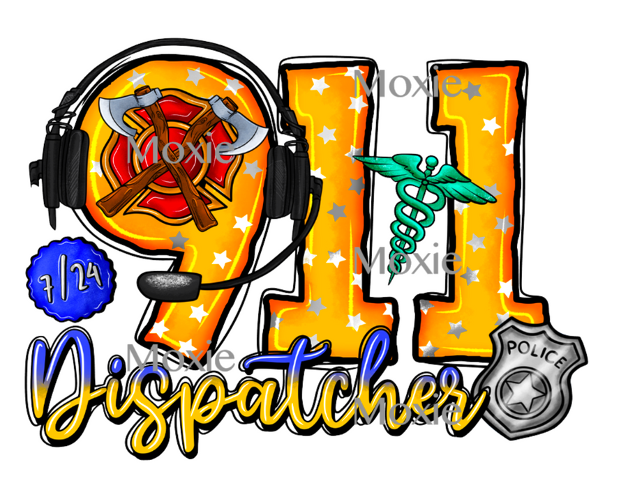 911 Dispatcher UV DTF Transfer