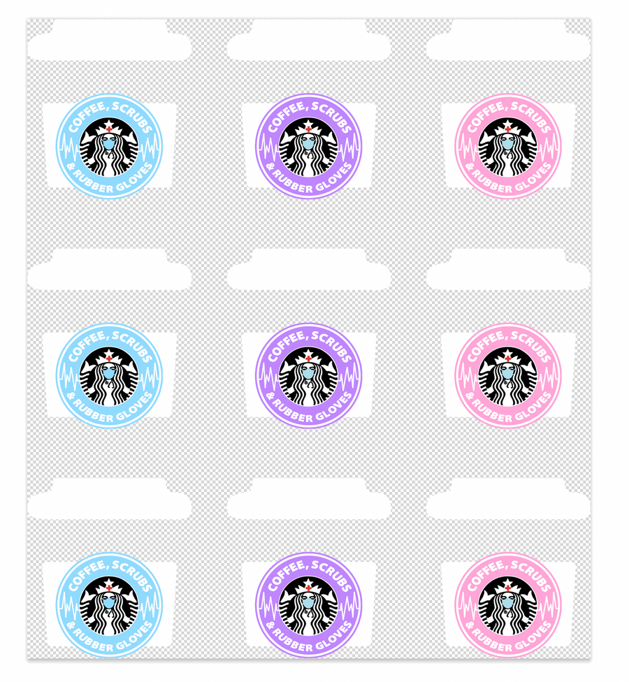 Coffee Scrubs Nurse Decals Sheet