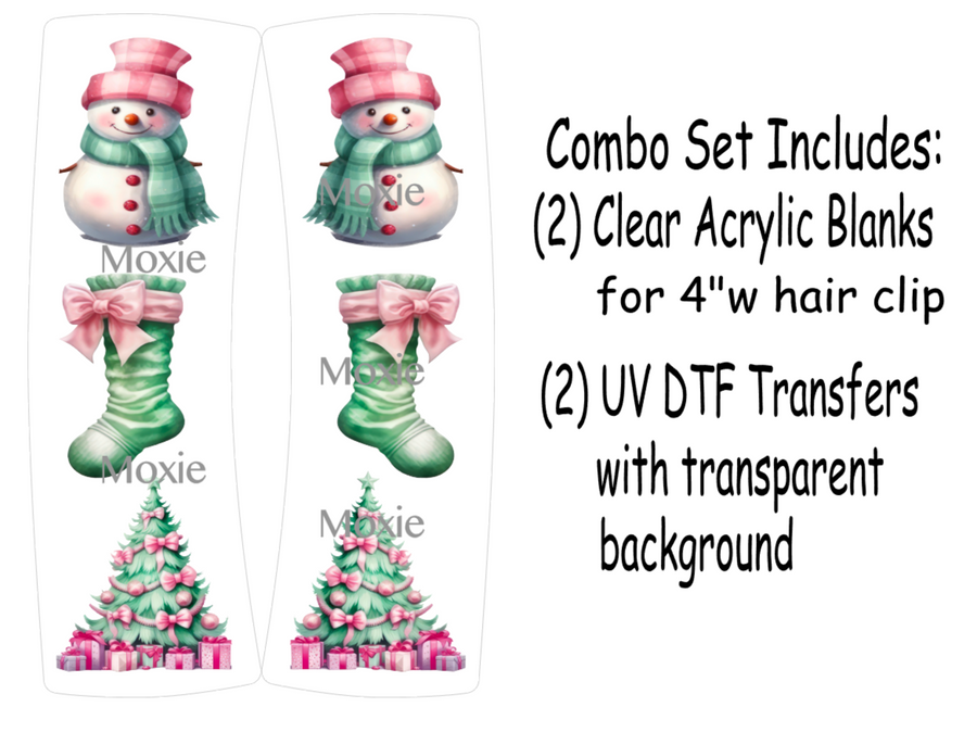 Christmas Pastel Hair Clip UV DTF/Blanks Combo