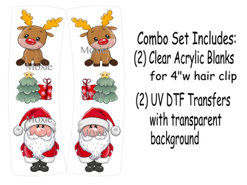 Santa Rudolph Hair Clip UV DTF/Blanks Combo