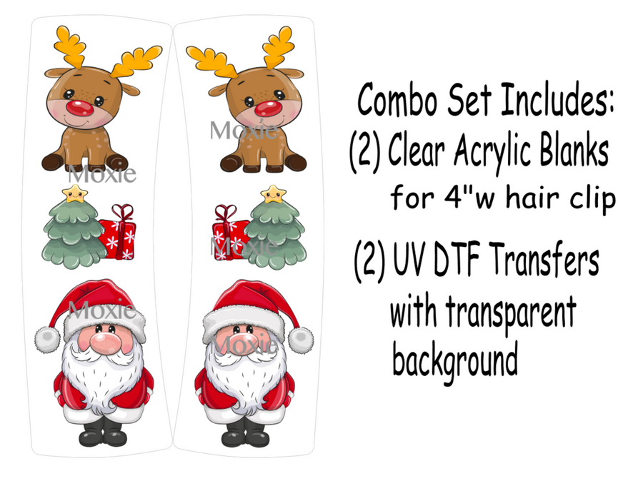 Santa Rudolph Hair Clip UV DTF/Blanks Combo