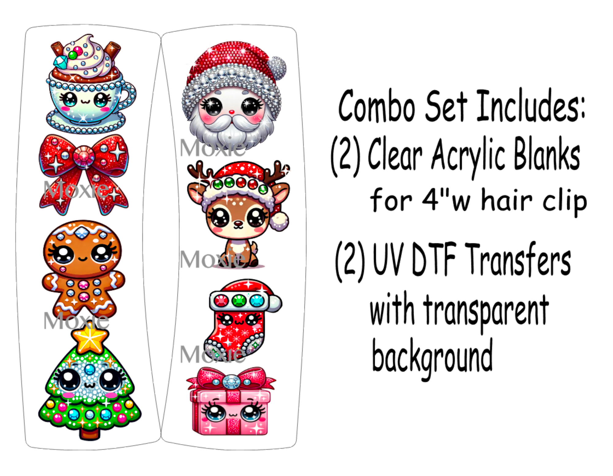 Bedazzled Christmas Hair Clip UV DTF/Blanks Combo