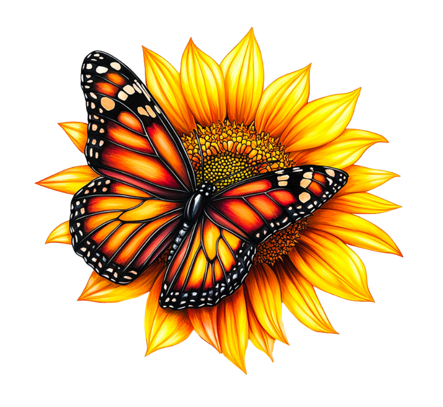 Monarch Sunflower Decal & Acrylic Blank COMBO