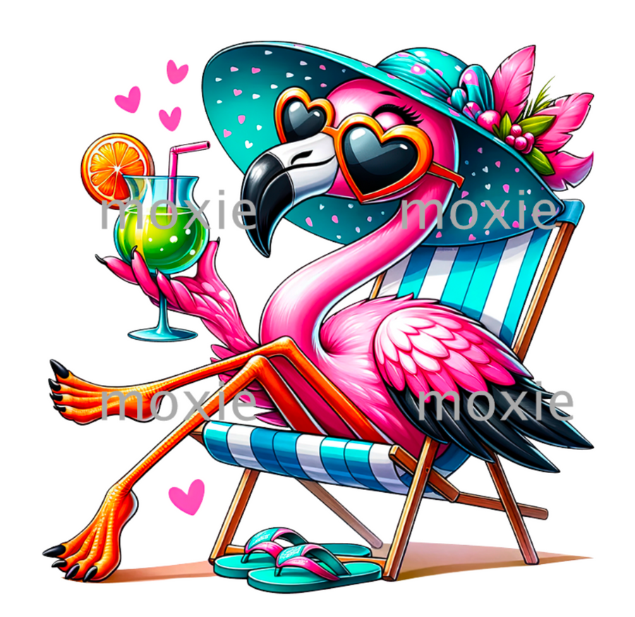 Flamingo Sunbathing Decal & Acrylic Blank COMBO