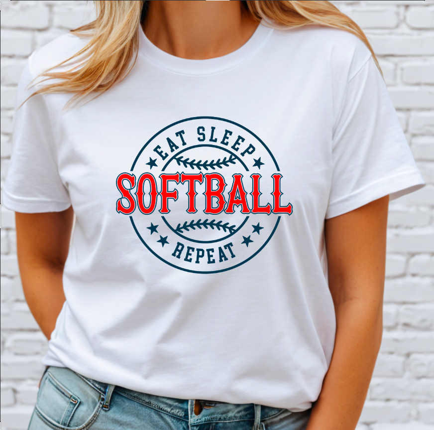 Eat Sleep Softball Repeat DTF Transfer
