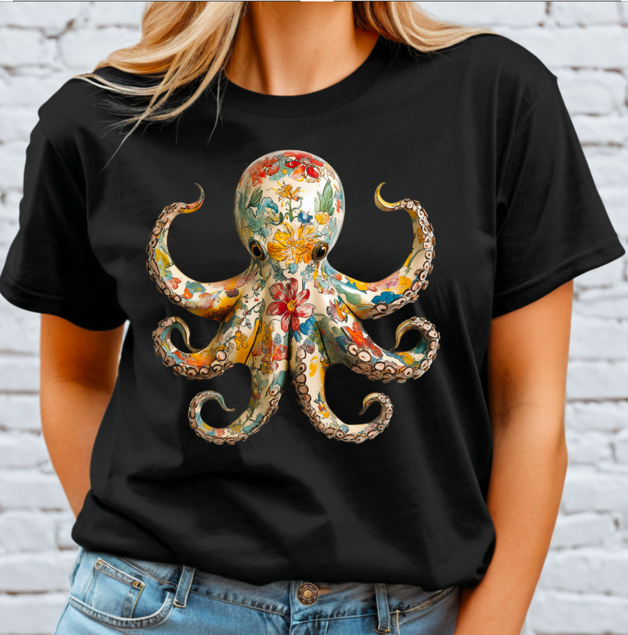 Floral Octopus DTF Transfer