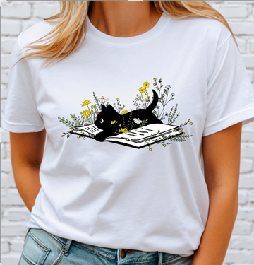 Floral Cat Book DTF Transfer