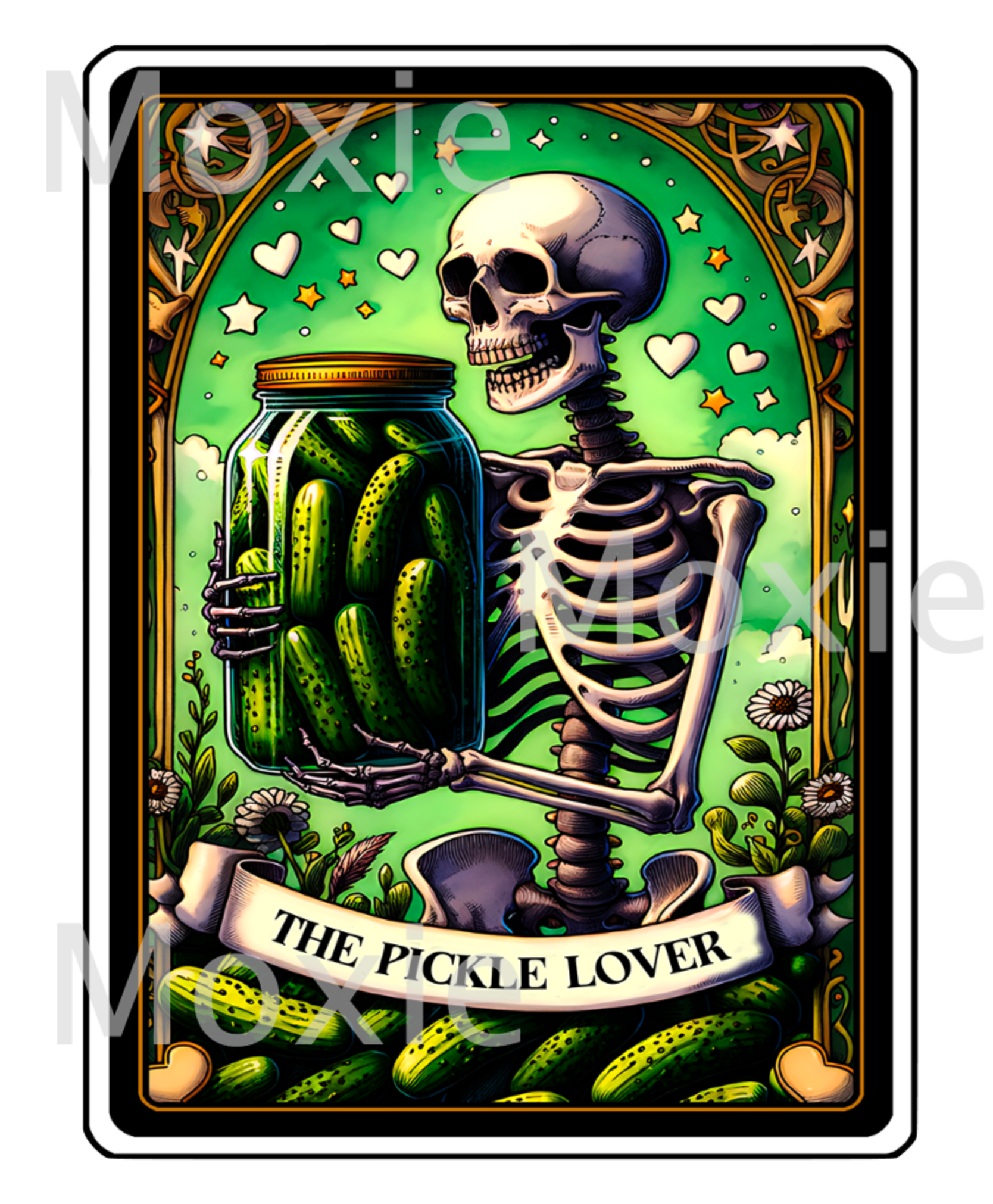 Tarot UV DTF Decals The Pickle Lover funny tarot cards printed with gloss finish.