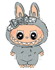 Grey Monster Doll Decal & Acrylic Blank COMBO