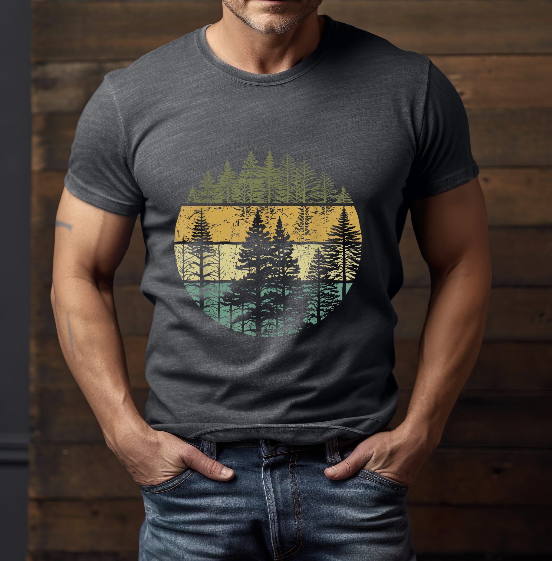 Retro Pine Trees DTF Transfer