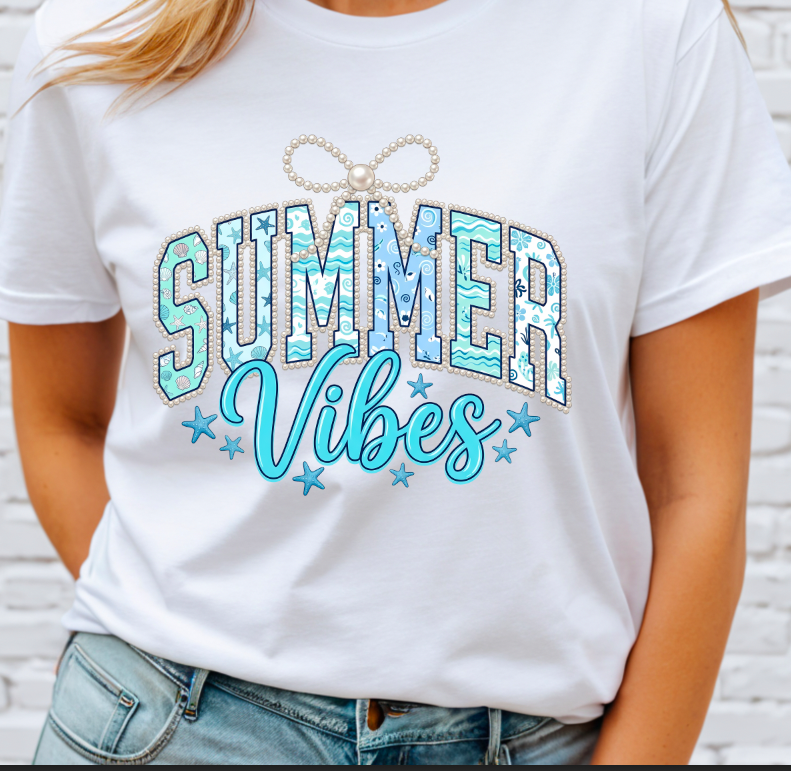 Summer Vibes Seashell Pearl DTF Transfer