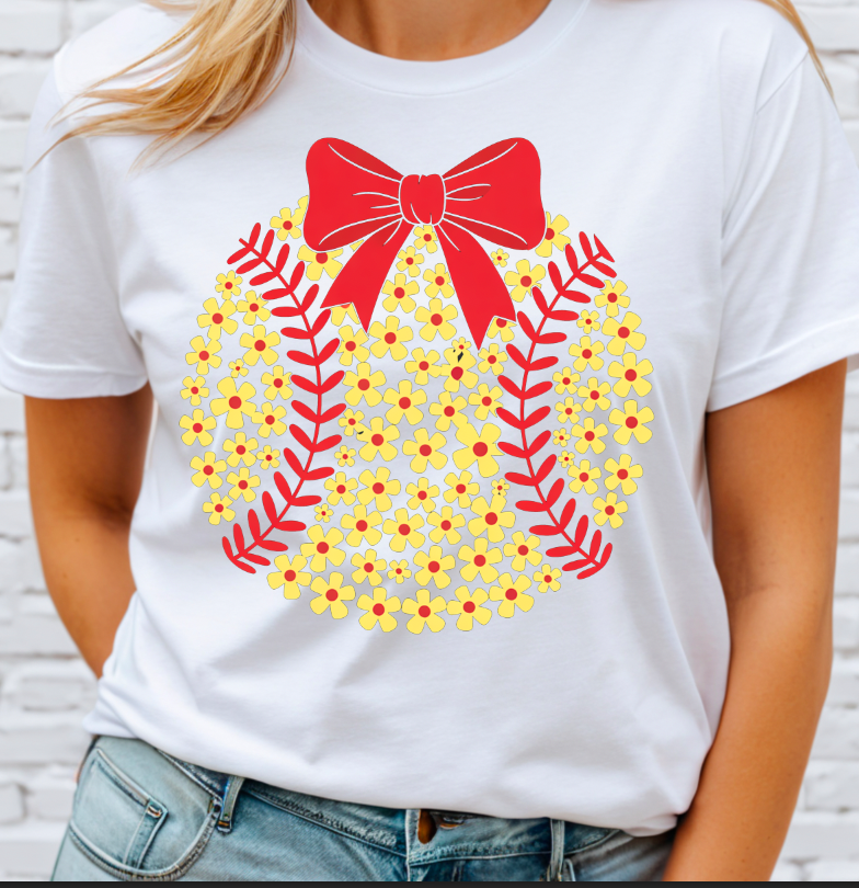 Floral Softball DTF Transfer