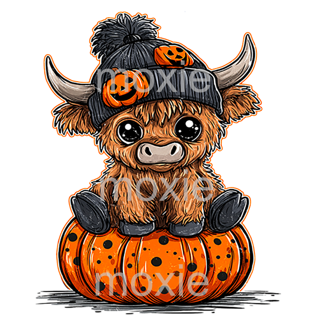 Cute Highland Pumpkin Decal &amp; Acrylic Blank COMBO