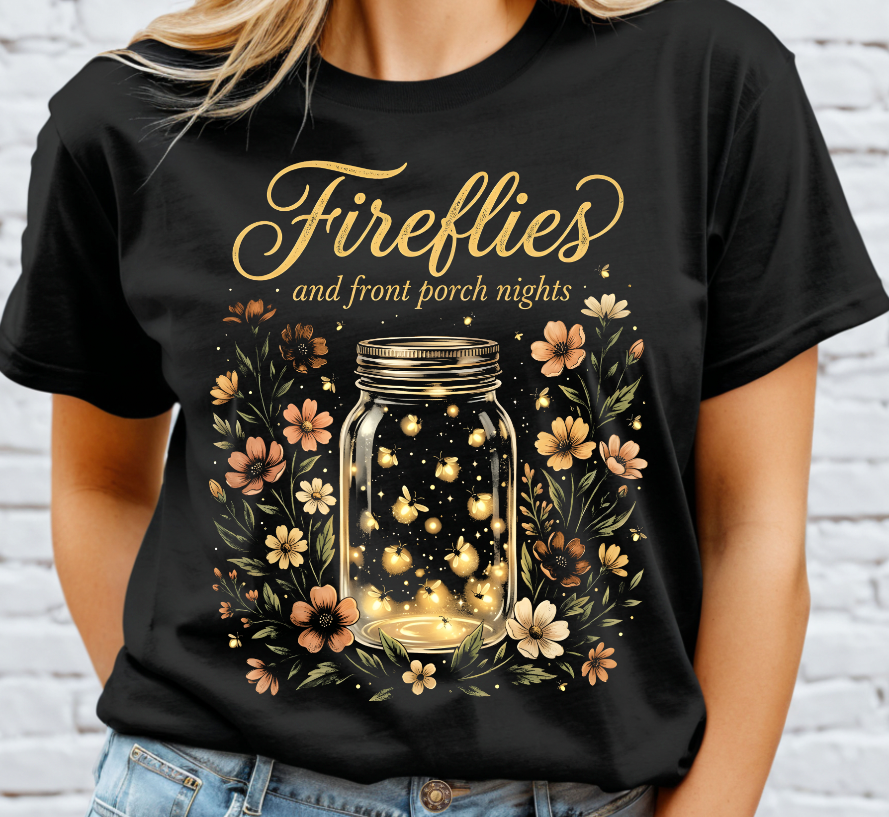 Fireflies Porch Nights Halftone DTF Transfer