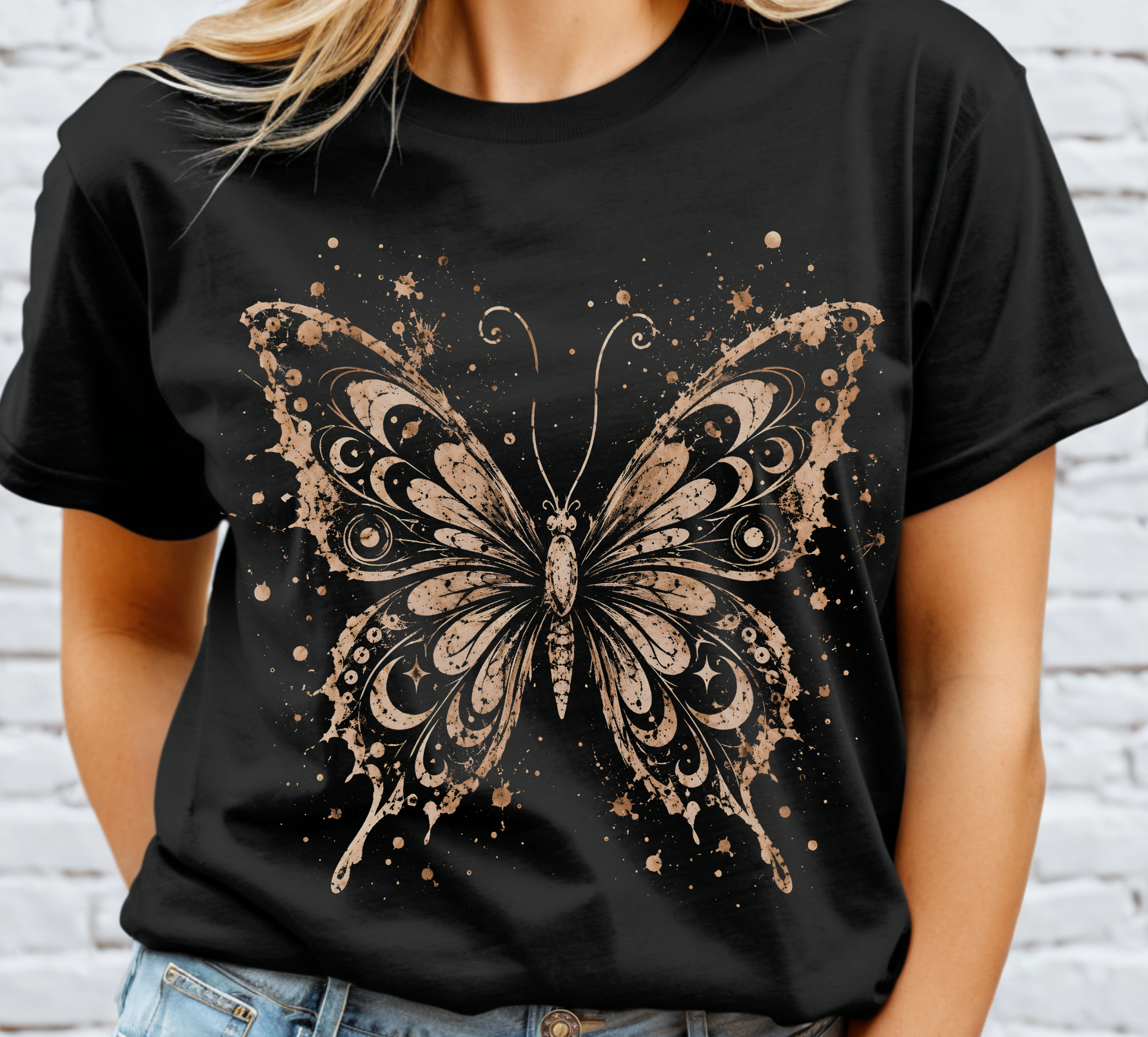 Tan Butterfly Halftone DTF Transfer