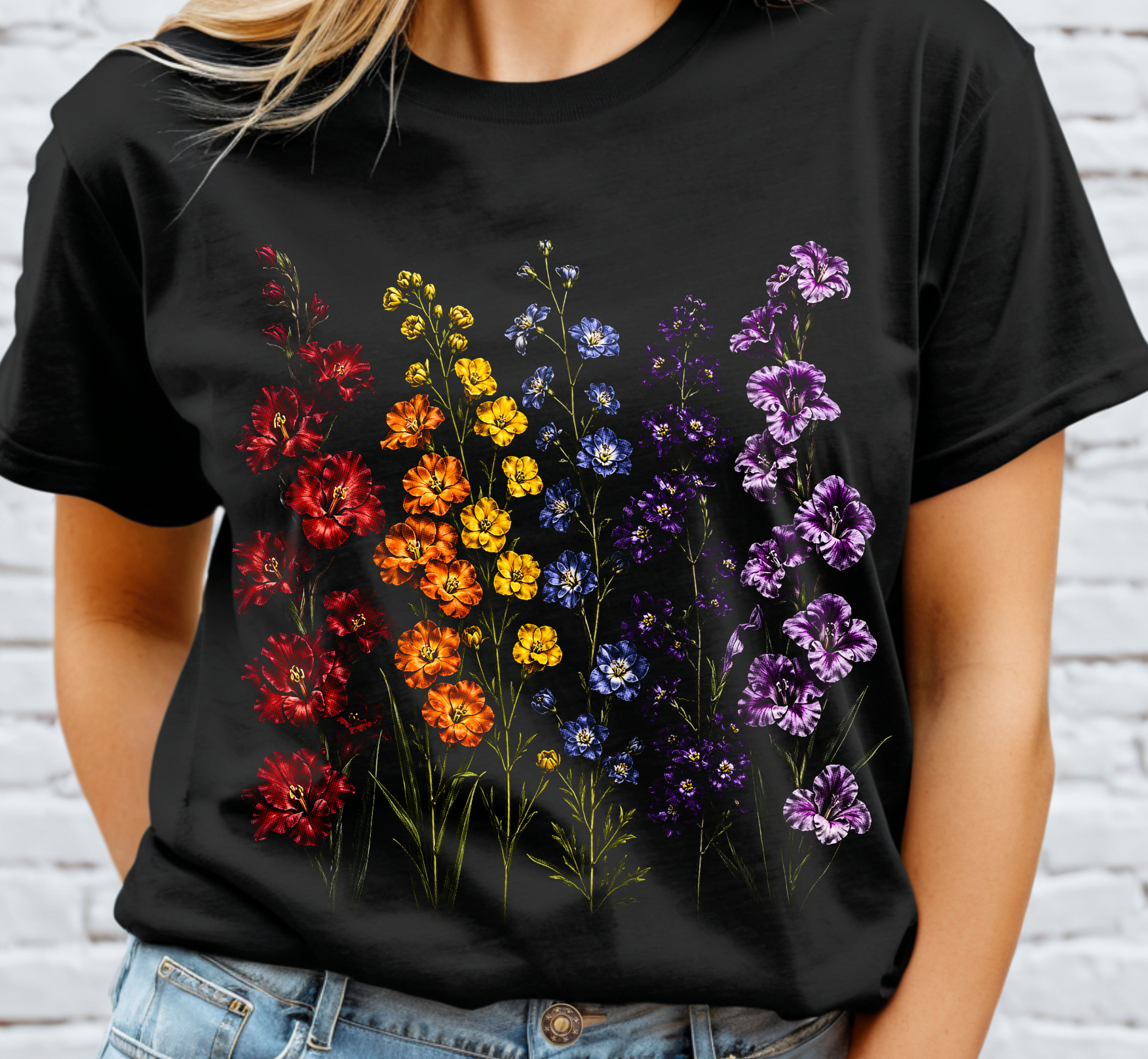 Wildflowers Halftone DTF Transfer