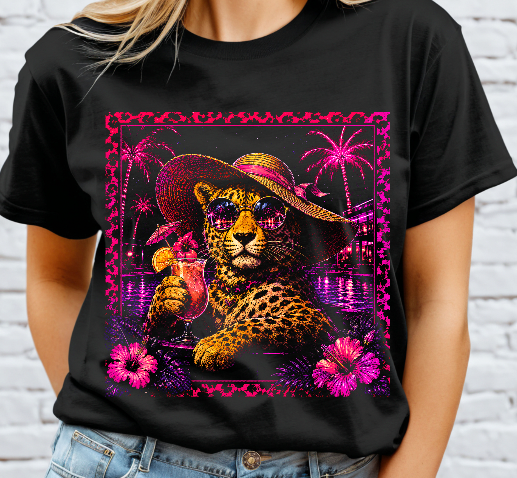 Leopard Poolside Halftone DTF Transfer