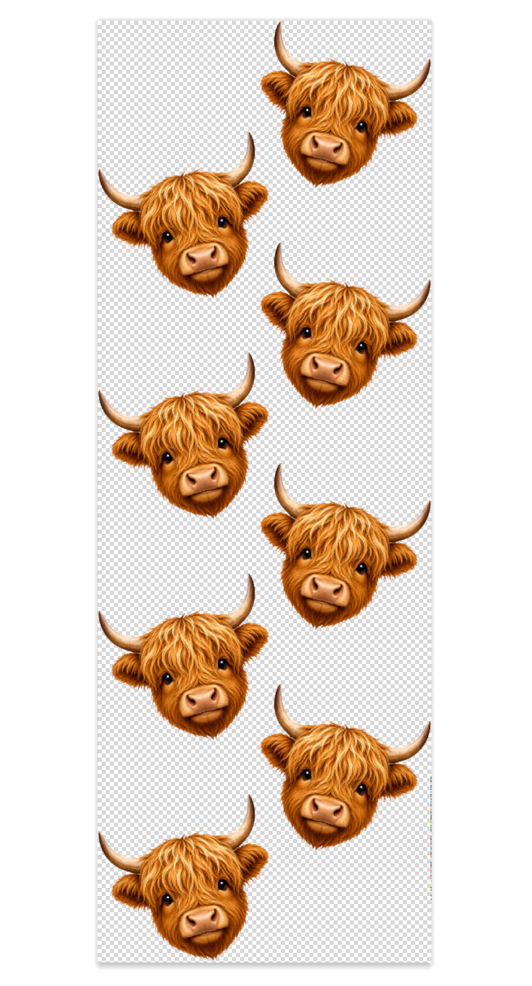 Highland Cow Heads Pen Wrap UV DTF