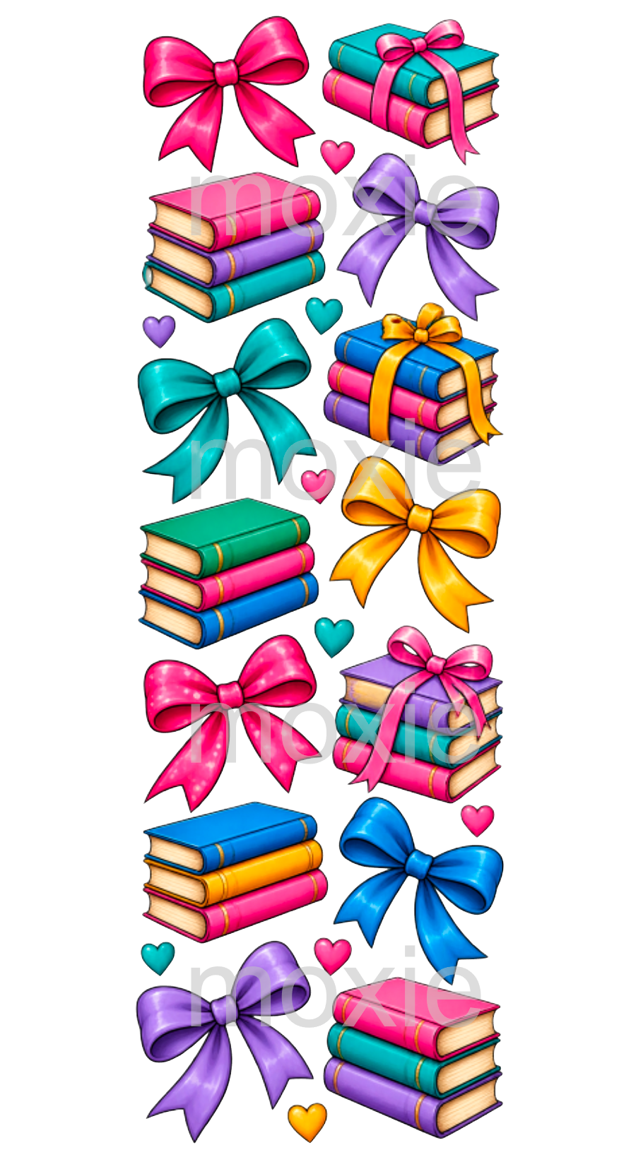 Bows and Books Bookmark UV DTF Decal