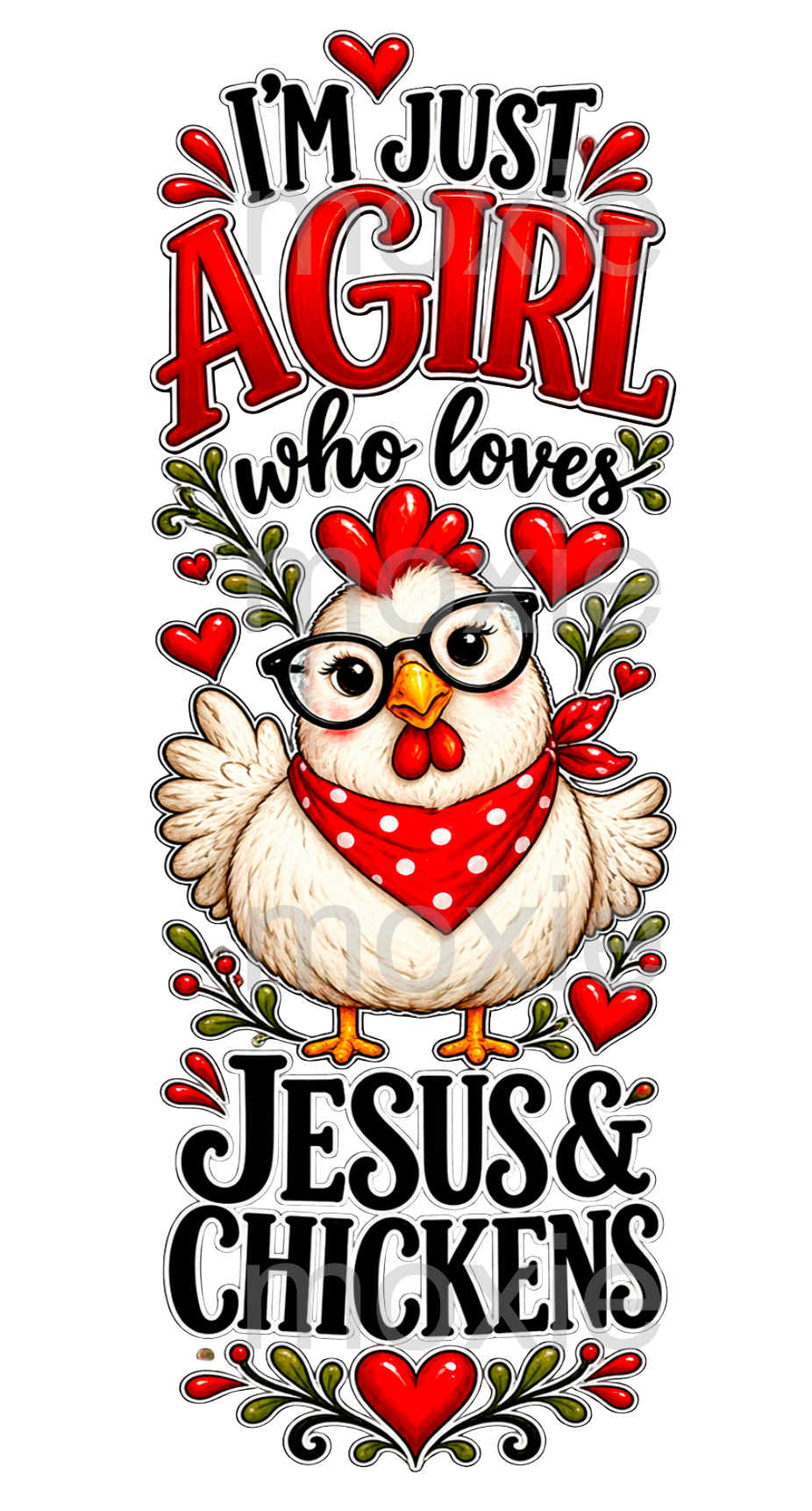 Just a Girl Loves Jesus Chickens Bookmark UV DTF Decal