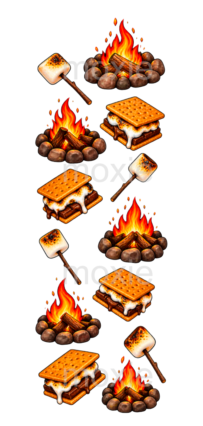 Smores Campfire Bookmark UV DTF Decal