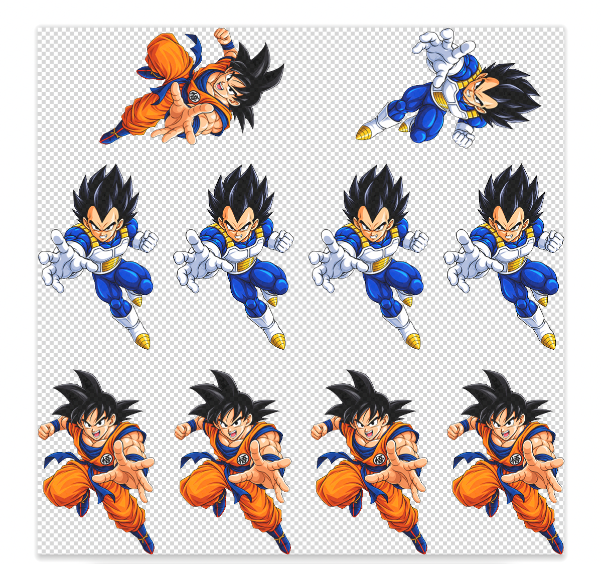 Goku Vegeta Elements Sheet