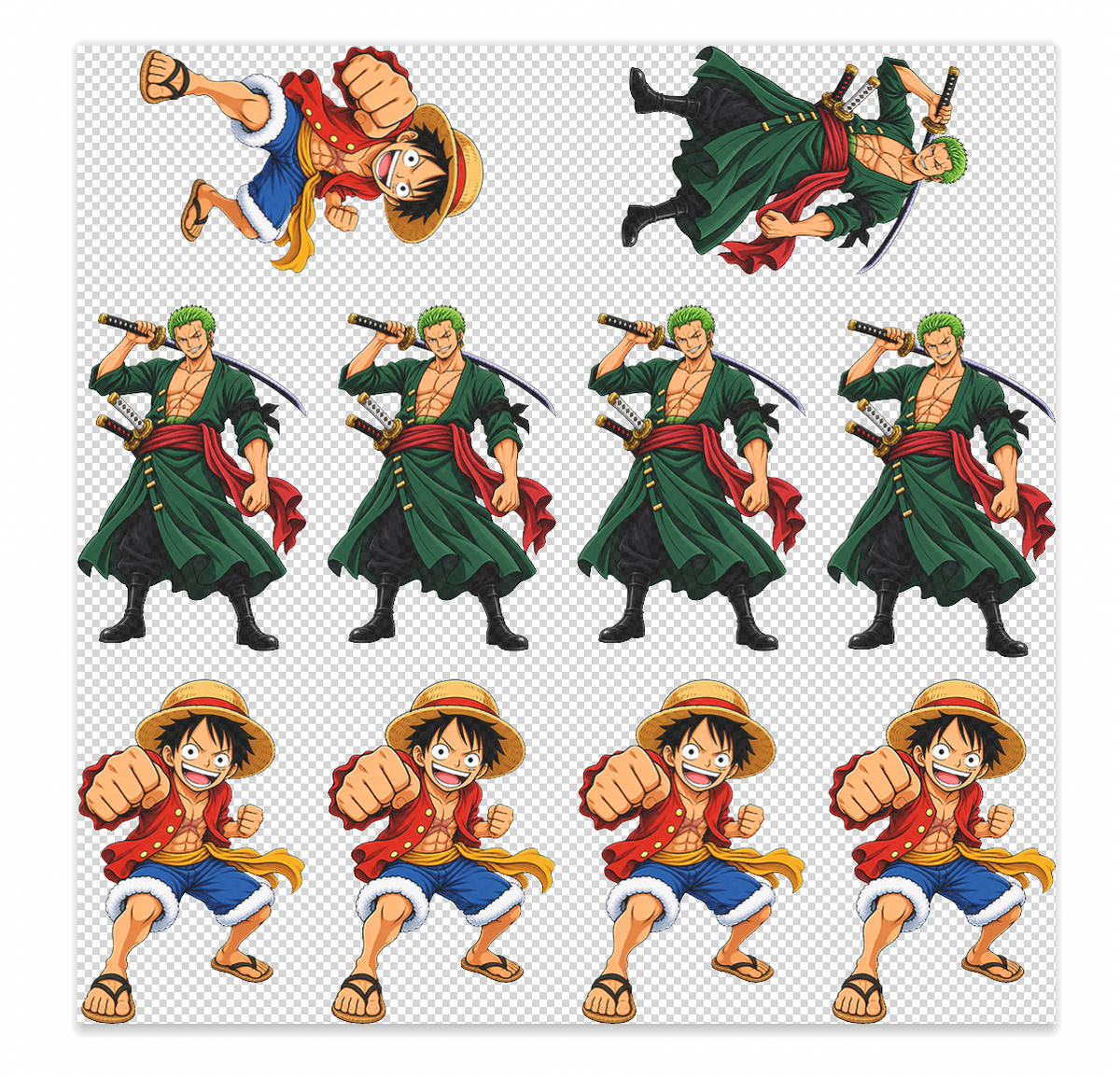 Luffy Zoro Elements Sheet