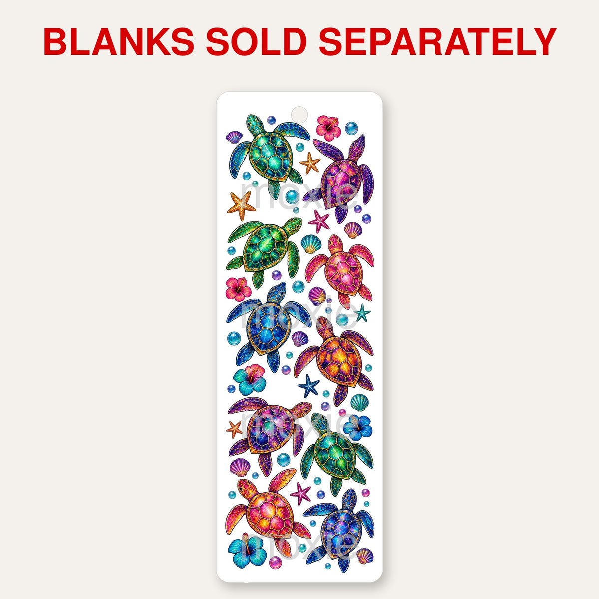 Sea Turtles bookmark UV DTF decal shown on an acrylic bookmark blank, blanks sold separately
