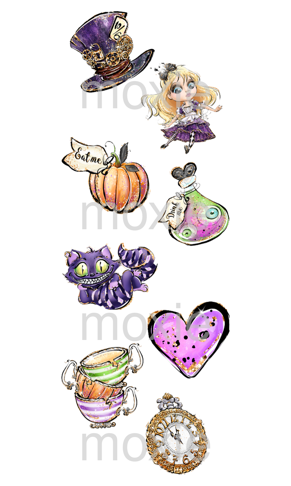 Wonderland bookmark UV DTF decal