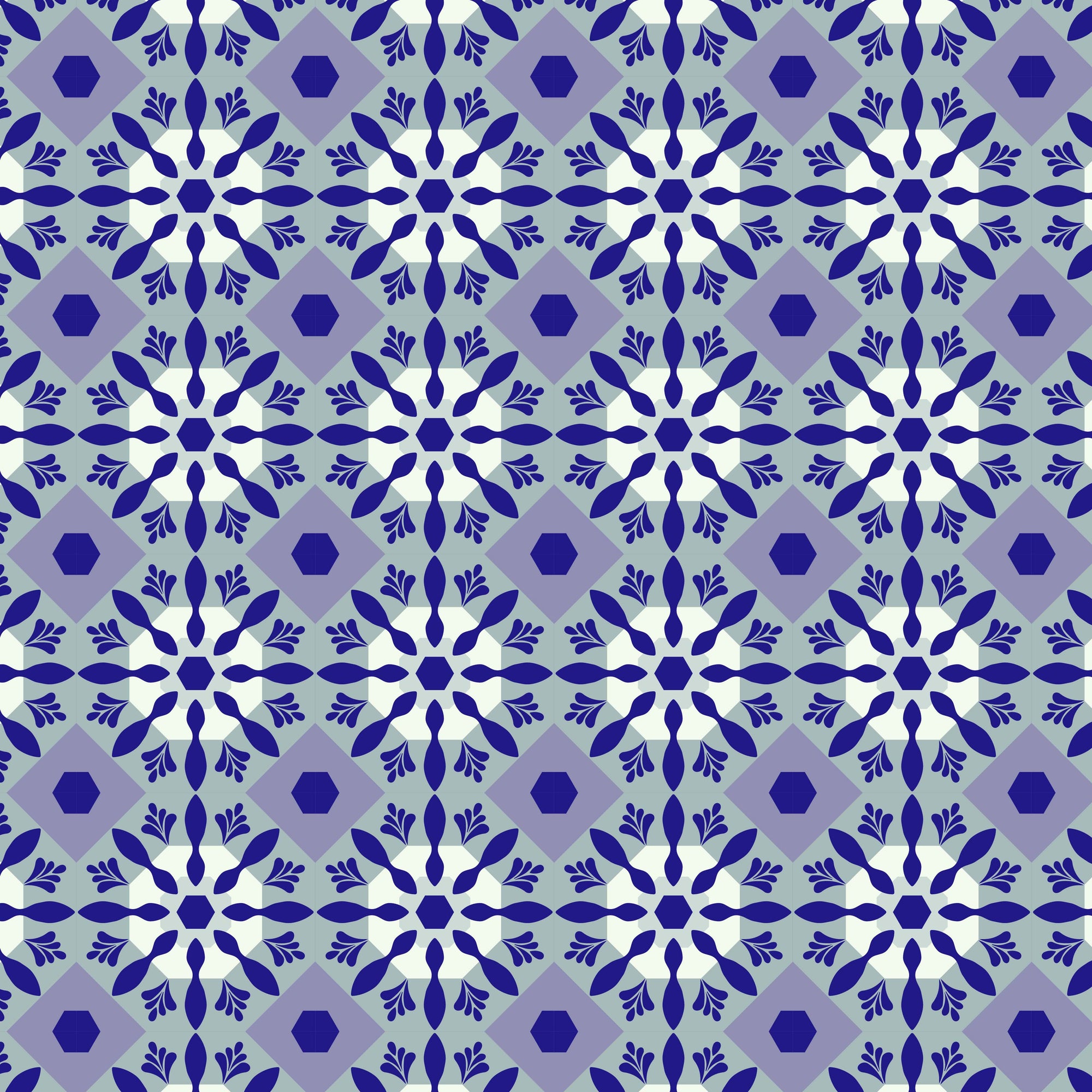 Blue Moroccan style pattern printed vinyl