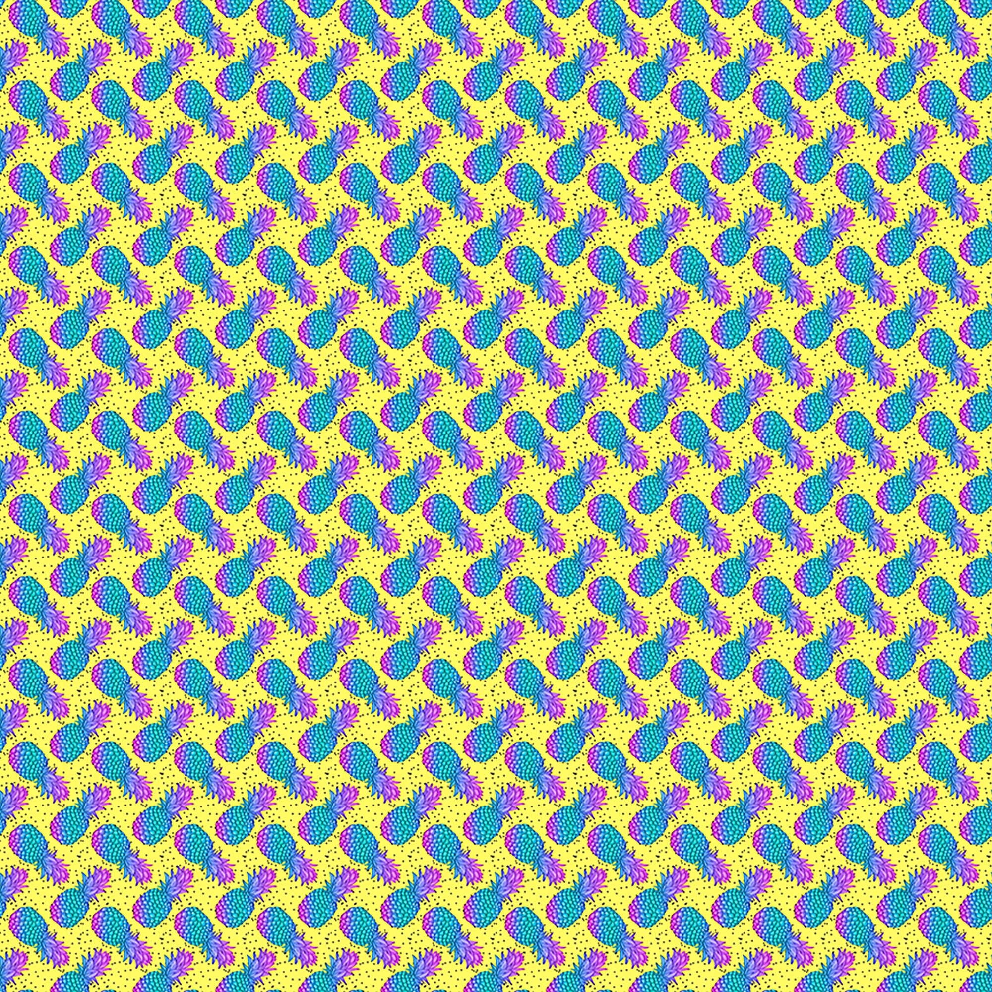 Pineapples Blue Yellow Vinyl