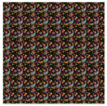 Colorful Paisley pattern printed on adhesive vinyl or faux leather