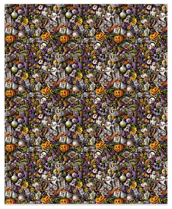Doodle Halloween Faux Leather