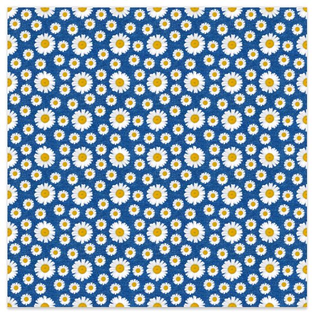 Daises on Denim Adhesive Vinyl HTV Faux Leather