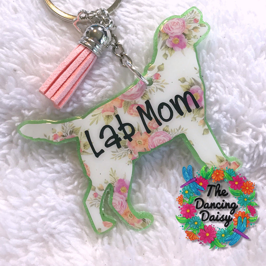 Rosemarie Collections Whimsical Crystal Covered Plush Sparkling Key Ring with Tassel Keychain Car Fob Handbag Charm (Labrador Retriever Puppy Dog)