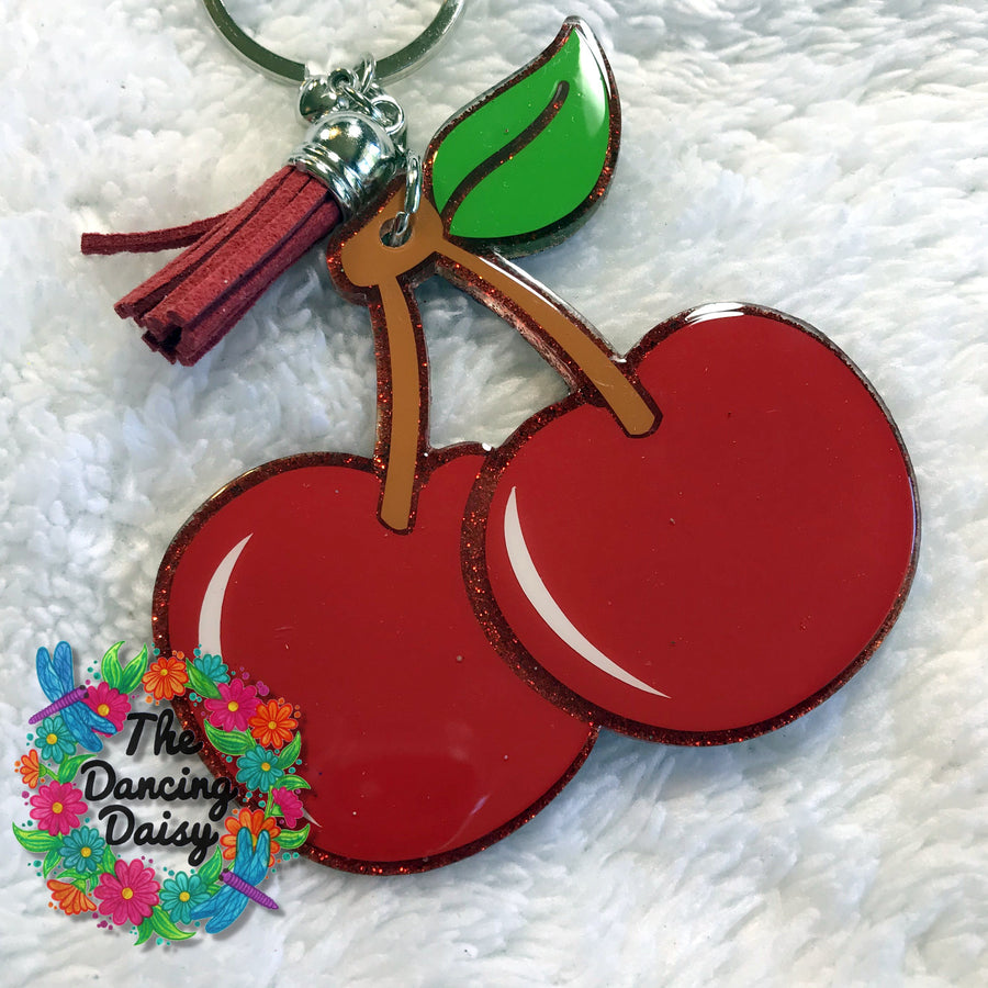 Cherry Glitter arylic keychain