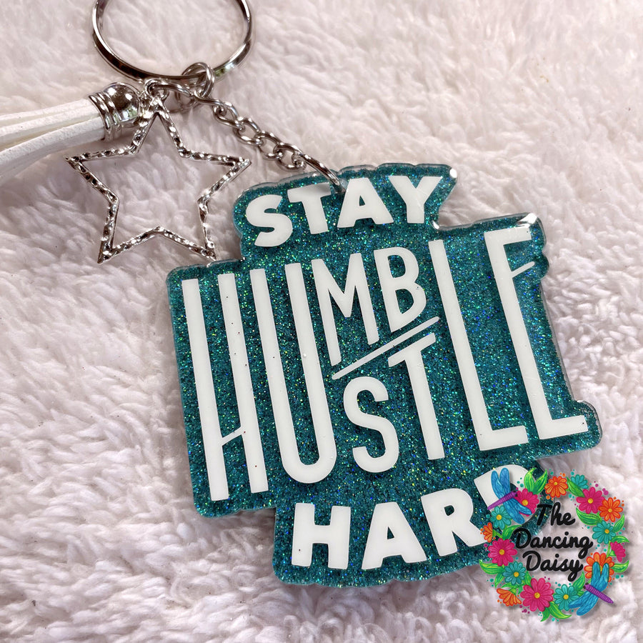Acrylic Badge Reel Blank Stay Humble/Hustle Hard