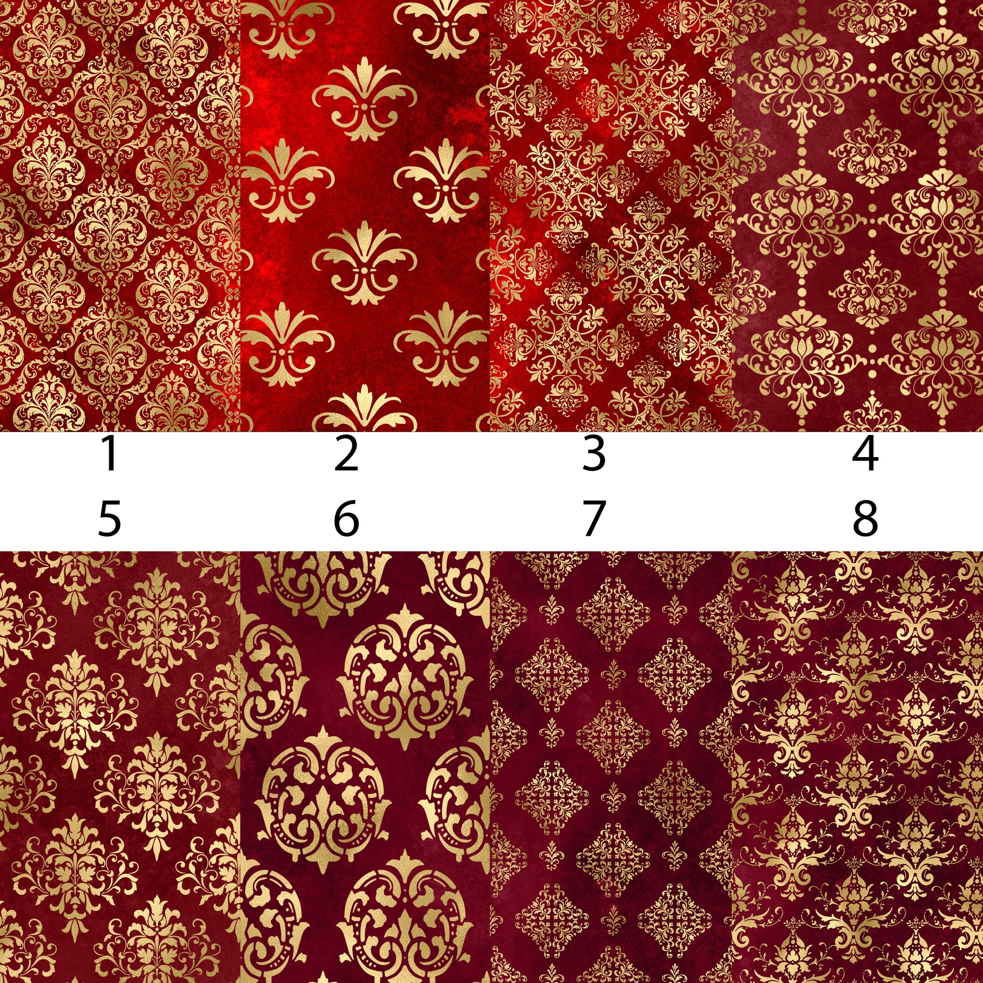 Red &amp; Gold Damask Vinyl