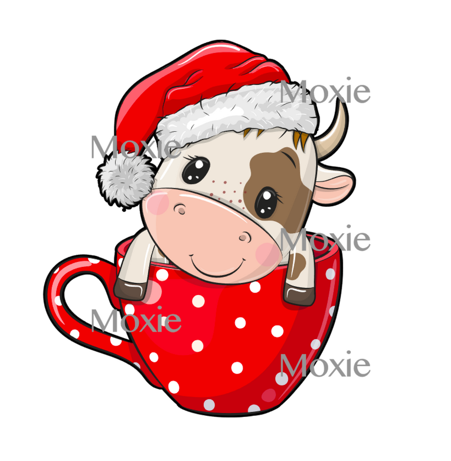Christmas Cow Decal & Acrylic Blank COMBO