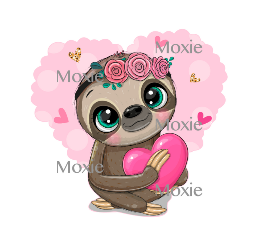 Valentine Sloth Decal & Acrylic Blank COMBO