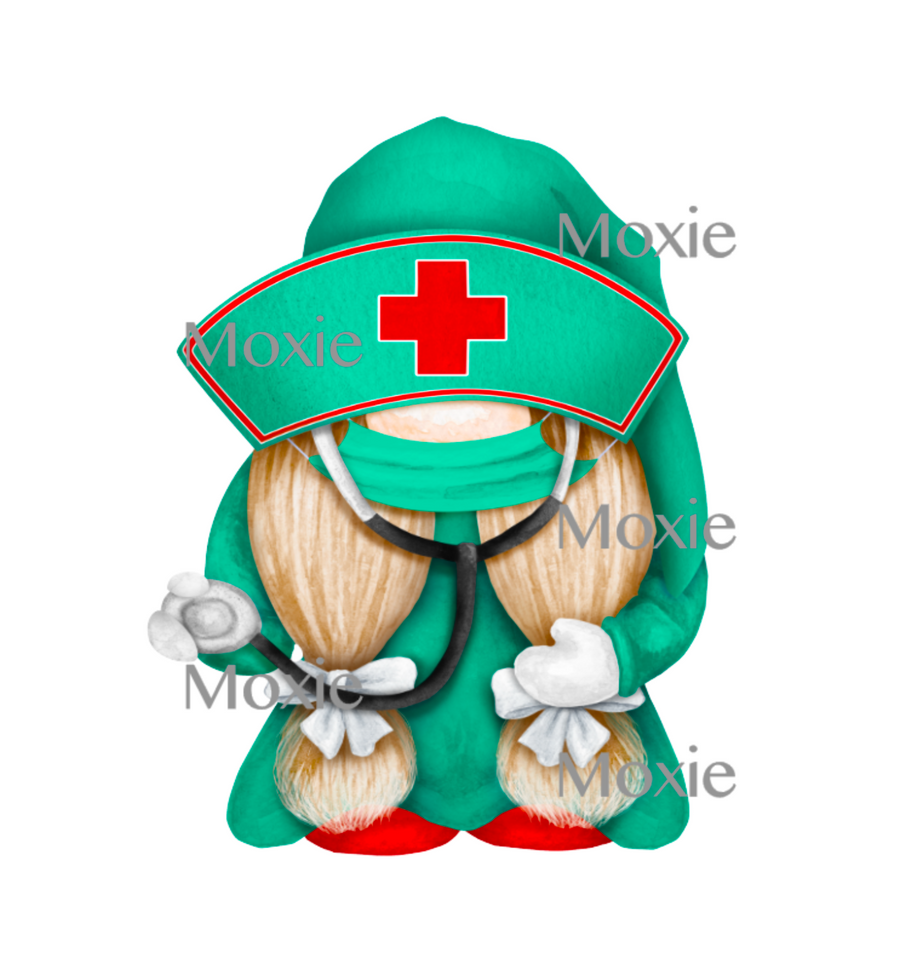 Scrub Nurse Gnome Decal & Acrylic Blank COMBO