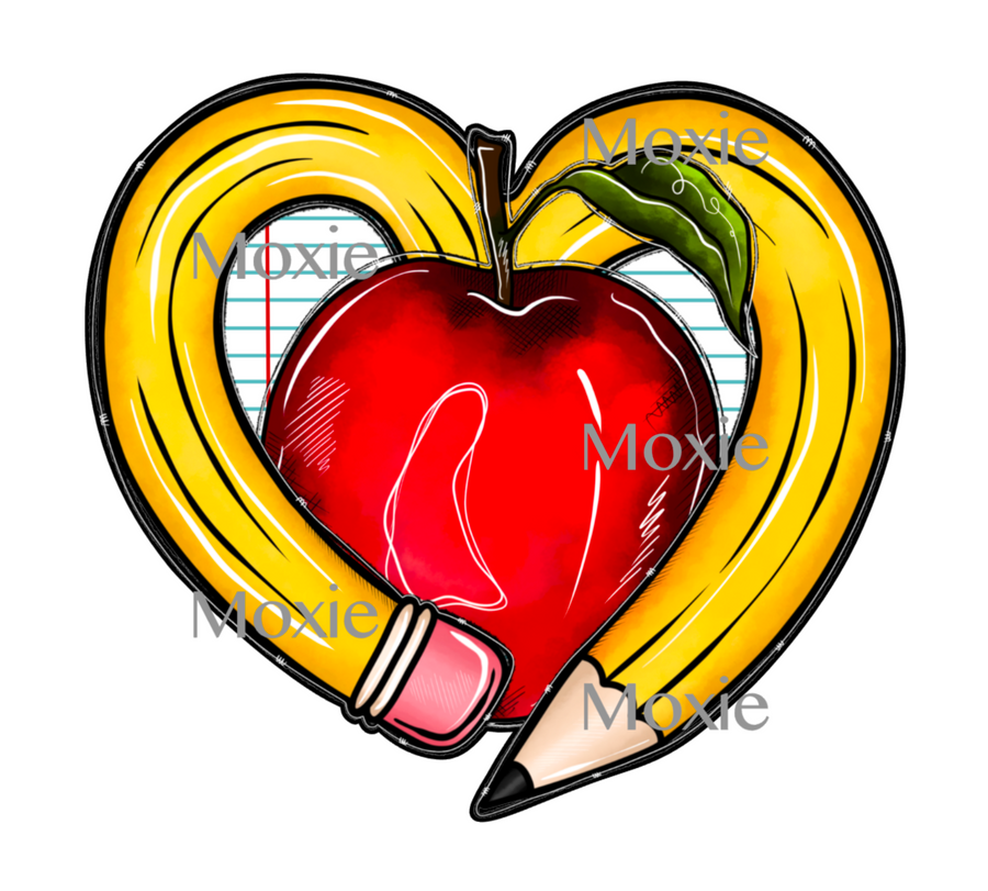 Pencil Apple Heart Decal & Acrylic Blank COMBO