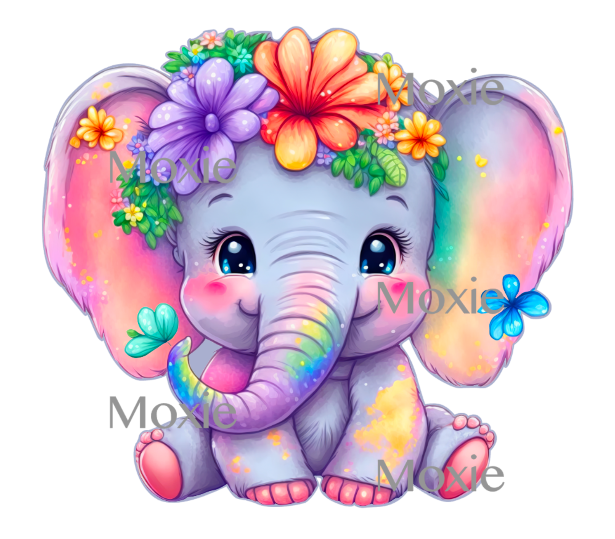 Elephant Flowers Decal &amp; Acrylic Blank COMBO