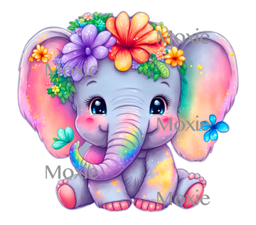 Elephant Flowers Decal & Acrylic Blank COMBO