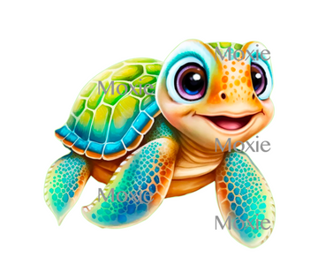 Blue Green Sea Turtle Decal & Acrylic Blank COMBO