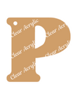 Alphabet Letter P Clear Acrylic Blank for Keychain Ornaments