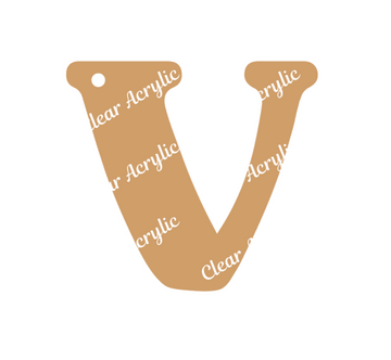 Alphabet Letter V Clear Acrylic Blank for Keychain Ornaments
